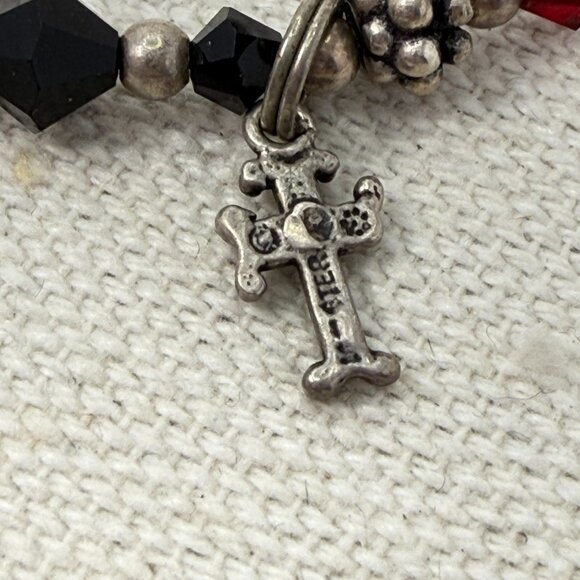 Sterling Silver Rainbow Crystal Cross Toggle Bracelet Religious Christian Marked - Picture 6 of 8